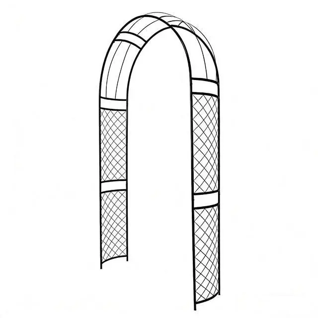 Main image of Metal Garden Arch with Lattice Side Panels 88.6" H x 50.8" W Heavy-Duty Arbor for Climbing Roses, Vines, and Outdoor Patio, Lawn, Backyard, Wedding Decor (Black)