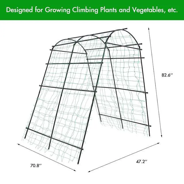 Alt view image 2 of 7 - 7 Ft Extra Tall Garden Arch Trellis for Climbing Plants Outdoor, Lightweight Metal+PE Coated Garden Arch Trellis Plant Stand for Climbing Vines, Lawn Tower & Garden Support Structure