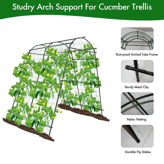 Alt view image 3 of 7 - 7 Ft Extra Tall Garden Arch Trellis for Climbing Plants Outdoor, Lightweight Metal+PE Coated Garden Arch Trellis Plant Stand for Climbing Vines, Lawn Tower & Garden Support Structure