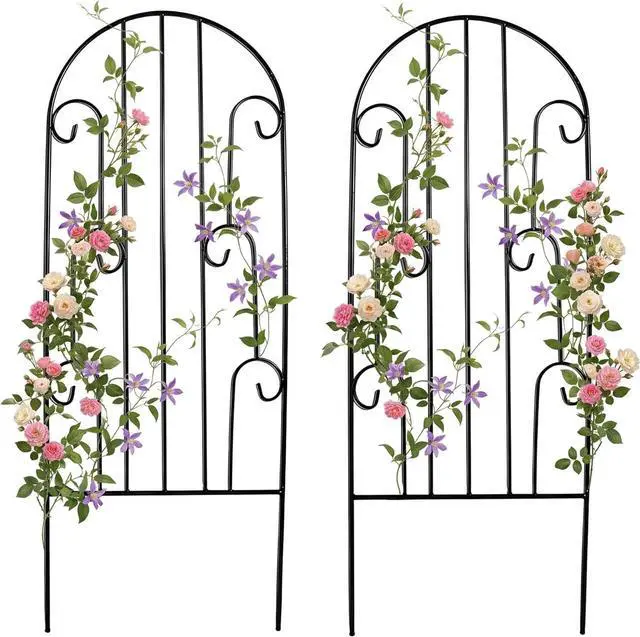 Main image of 2 Pack Arched Metal Garden Trellis for Climbing Plants 45" H x 15.9" W Rustproof Iron Trellis with Decorative Scrollwork, Perfect for Roses, Clematis, Vines, and Patio Decor