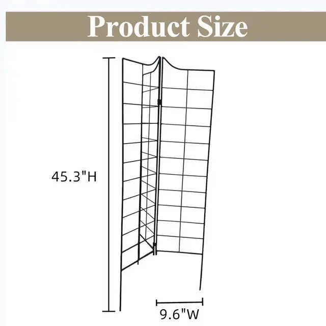 Alt view image 6 of 7 - 3-Panel Folding Garden Trellis 45.3" H x 9.6" W, Metal Decorative Trellis for Climbing Plants Rust-Resistant Outdoor Trellises for Garden Borders, Pathways, and Vegetables, Black 1 Pack