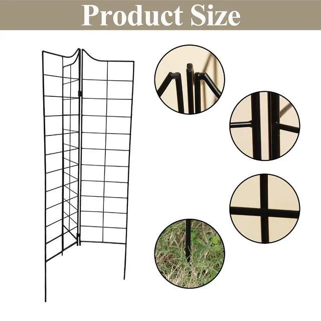 Alt view image 7 of 7 - 3-Panel Folding Garden Trellis 45.3" H x 9.6" W, Metal Decorative Trellis for Climbing Plants Rust-Resistant Outdoor Trellises for Garden Borders, Pathways, and Vegetables, Black 1 Pack