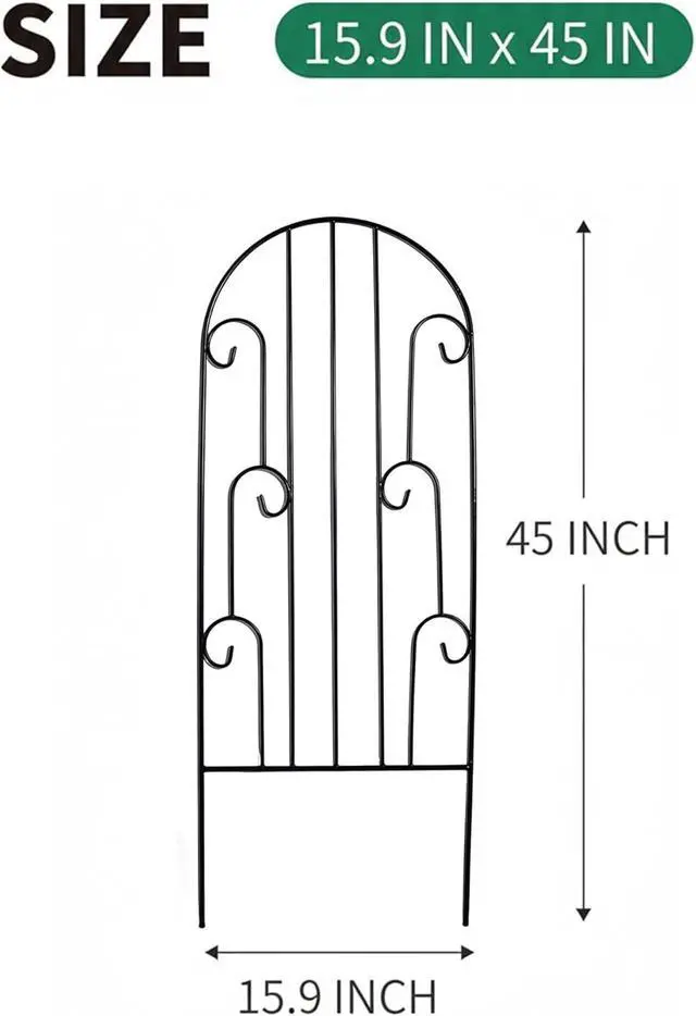 Alt view image 3 of 7 - 2 Pack Arched Metal Garden Trellis for Climbing Plants 45" H x 15.9" W Rustproof Iron Trellis with Decorative Scrollwork, Perfect for Roses, Clematis, Vines, and Patio Decor