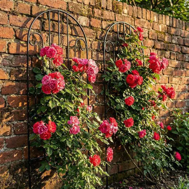 Alt view image 6 of 7 - 2 Pack Arched Metal Garden Trellis for Climbing Plants 45" H x 15.9" W Rustproof Iron Trellis with Decorative Scrollwork, Perfect for Roses, Clematis, Vines, and Patio Decor