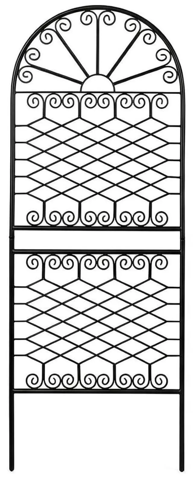 Main image of 59" H x 22" W Decorative Metal Garden Trellis for Climbing Plants, Rustproof Iron Arched Trellis with Scrollwork for Roses, Clematis, Ivy, Ideal for Patio, Lawn, and Backyard 1 Pack
