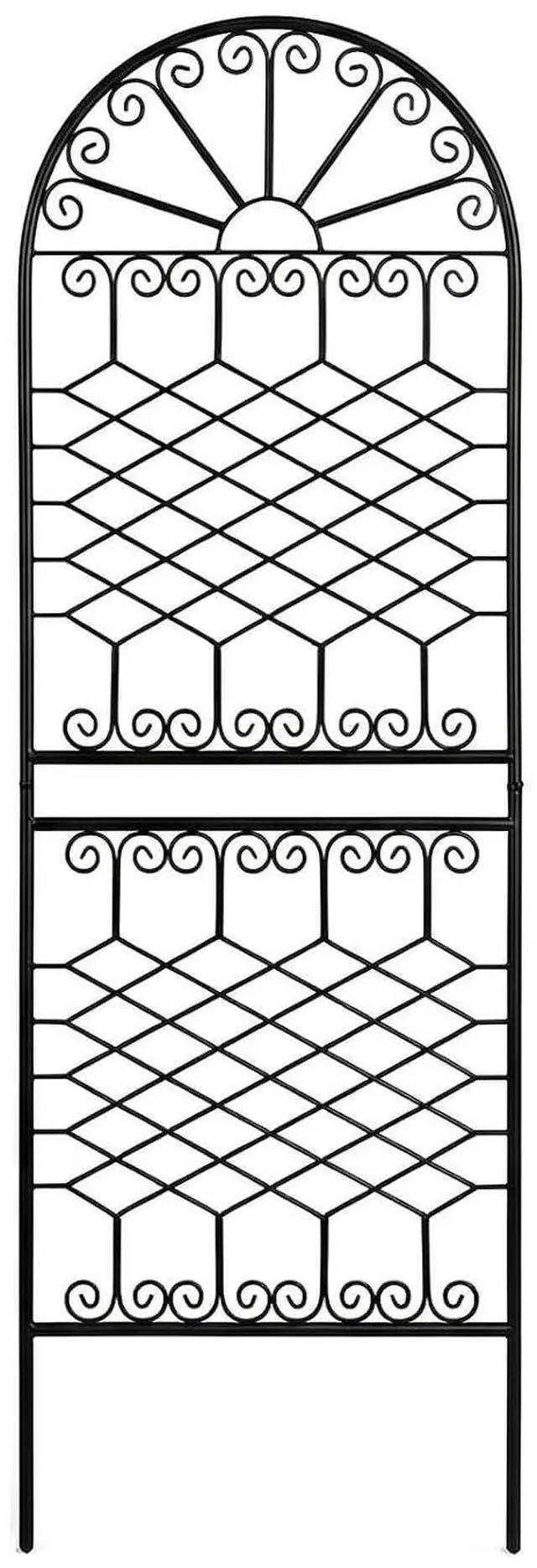Main image of 70.8" H x 24.5" W Heavy-Duty Iron Garden Trellis, Arched Decorative Plant Support with Scrollwork, Rustproof Metal Trellis for Climbing Roses, Clematis, and Vines, for Lawn 1 Pack