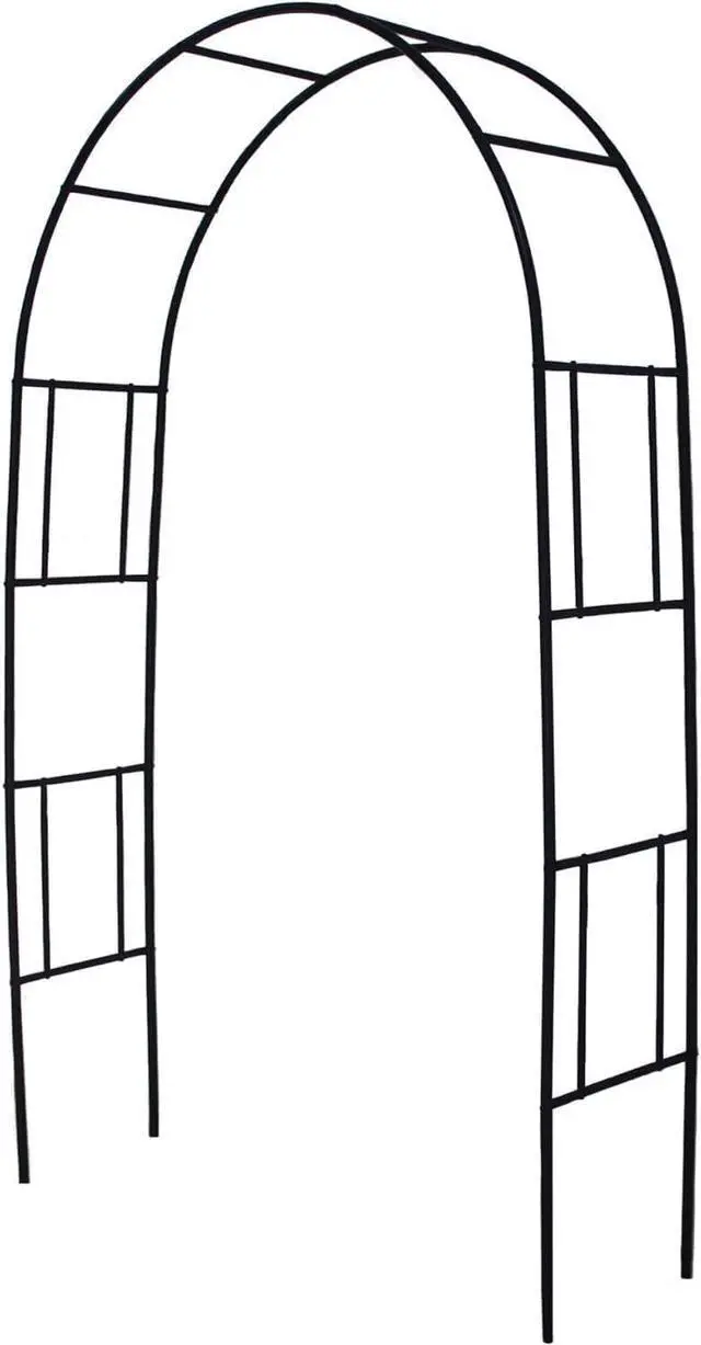 Main image of Garden Arch Trellis, 83.9" H x 49" W Heavy Duty Metal Garden Arbor, Rustproof Black Powder-Coated Plant Support Arch for Climbing Plants, Wedding, Yard, Lawn & Outdoor Decor, 15.7" Depth