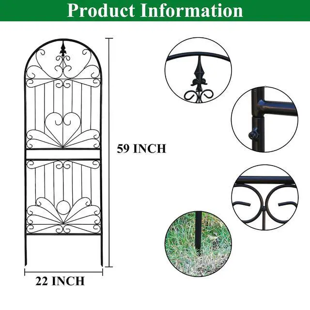 Alt view image 3 of 7 - Heavy-Duty Metal Garden Trellis for Climbing Plants, 59" H x 22" W Rust-Proof Outdoor Plant Support for Cucumbers, Tomatoes & Vines 1 Pack