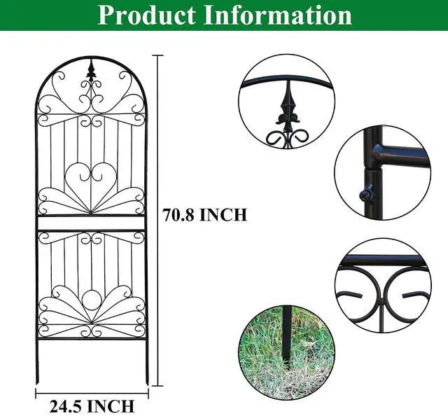Alt view image 4 of 7 - Trellis for Vines and Climbing Plants Outdoor, 70.8" H x 24.5" W Iron Wire Lattices Grid Panels for Potted Climbing Tomato Rose Vegetable Flower Plant Trellises 1 Pack