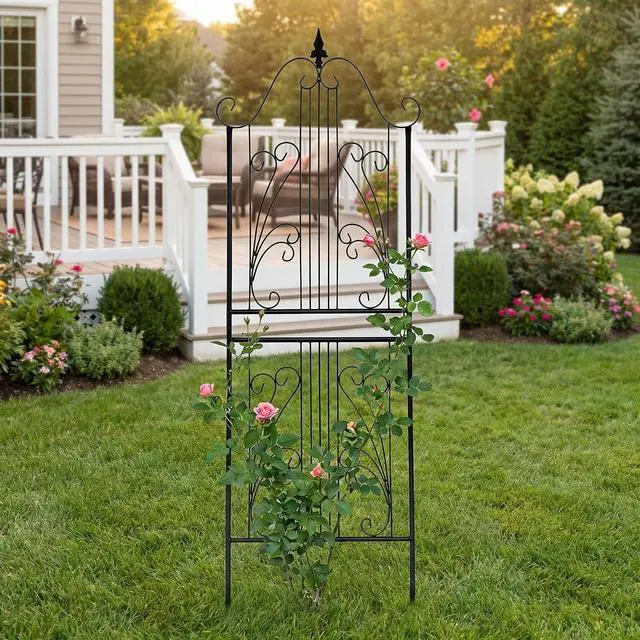 Alt view image 3 of 7 - 1 Pack Trellis for Climbing Plants Outdoor 59" H x 22" W Rustproof Sturdy Garden Trellis Climbing Plant Support Structure for Climbing Cucumber Tomato Rose Vegetable Flower Plant Trellises
