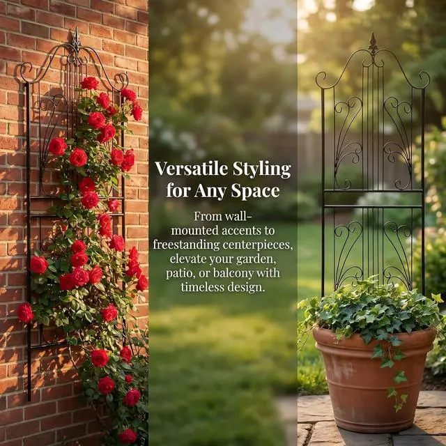 Alt view image 6 of 7 - 1 Pack Trellis for Climbing Plants Outdoor 59" H x 22" W Rustproof Sturdy Garden Trellis Climbing Plant Support Structure for Climbing Cucumber Tomato Rose Vegetable Flower Plant Trellises