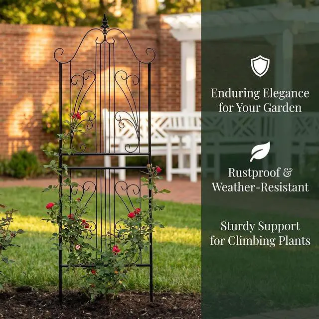 Alt view image 7 of 7 - 1 Pack Trellis for Climbing Plants Outdoor 59" H x 22" W Rustproof Sturdy Garden Trellis Climbing Plant Support Structure for Climbing Cucumber Tomato Rose Vegetable Flower Plant Trellises