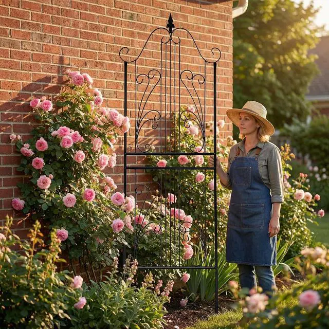 Main image of 1 Pack Trellis for Climbing Plants 82.7" H x 26.7" W Tall Garden Trellis Wrought Iron Heavy Scroll Metal Decoration Lawn Patio for Rose Clematis Ivy Weather Resistant