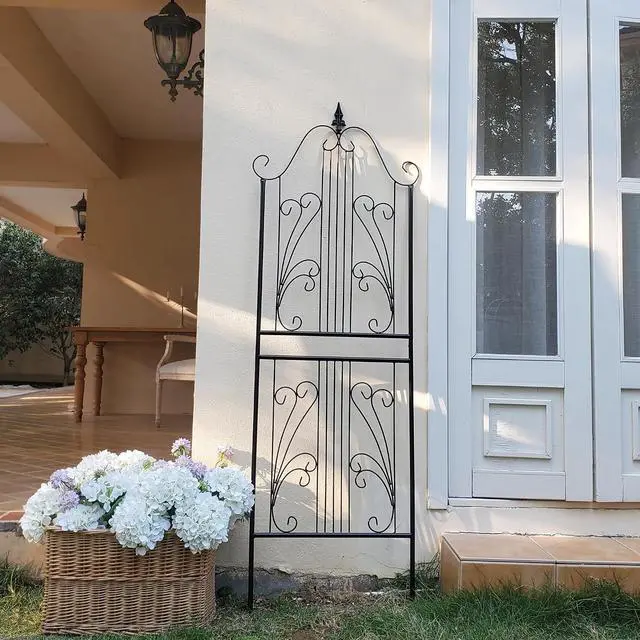 Alt view image 2 of 7 - 1 Pack 70.8" H x 24.5" W Garden Trellis for Climbing Plants Outdoor, Metal Trellises Decorative Garden Flower Trellis for Vines Plant Rose, Vegetable Support, Black