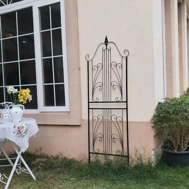 Alt view image 3 of 7 - 1 Pack 70.8" H x 24.5" W Garden Trellis for Climbing Plants Outdoor, Metal Trellises Decorative Garden Flower Trellis for Vines Plant Rose, Vegetable Support, Black