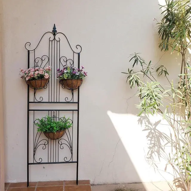 Alt view image 5 of 7 - 1 Pack 70.8" H x 24.5" W Garden Trellis for Climbing Plants Outdoor, Metal Trellises Decorative Garden Flower Trellis for Vines Plant Rose, Vegetable Support, Black