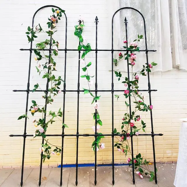 Alt view image 6 of 7 - Detachable Garden Trellis for Climbing Plants 70.9" H x 55" W Metal+PE Coated Lattice Support Fence Panel Frame for Lvy Vines Rose Flower Black, 1 Pack