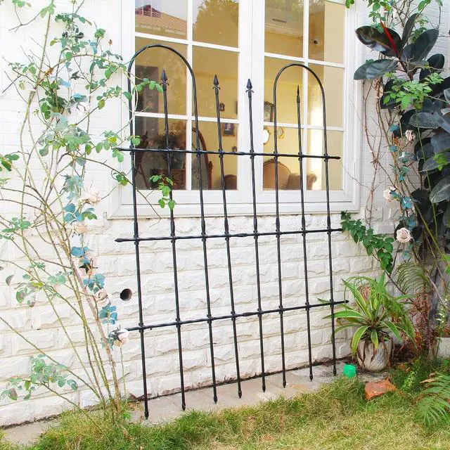 Alt view image 5 of 7 - Detachable Garden Trellis for Climbing Plants 70.9" H x 55" W Metal+PE Coated Lattice Support Fence Panel Frame for Lvy Vines Rose Flower Black, 1 Pack