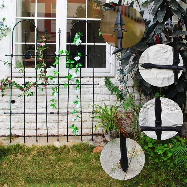 Alt view image 4 of 7 - Detachable Garden Trellis for Climbing Plants 70.9" H x 55" W Metal+PE Coated Lattice Support Fence Panel Frame for Lvy Vines Rose Flower Black, 1 Pack