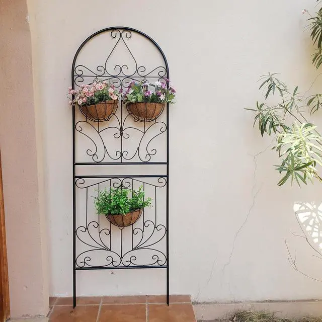 Alt view image 5 of 7 - Trellis for Climbing Plants 70.8" H x 24.5" W Metal Iron Outdoor Wall Panel for Vines Flowers Elegant Garden Accent Decorative Structure 1 Pack