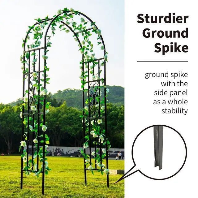 Alt view image 2 of 7 - Metal Pergola Arbor, 100" H x 45" W Garden Arch Archway for Wedding Ceremony Party Curved Iron Plants Trellis Stand Use for Outdoor Garden Climbing Plants