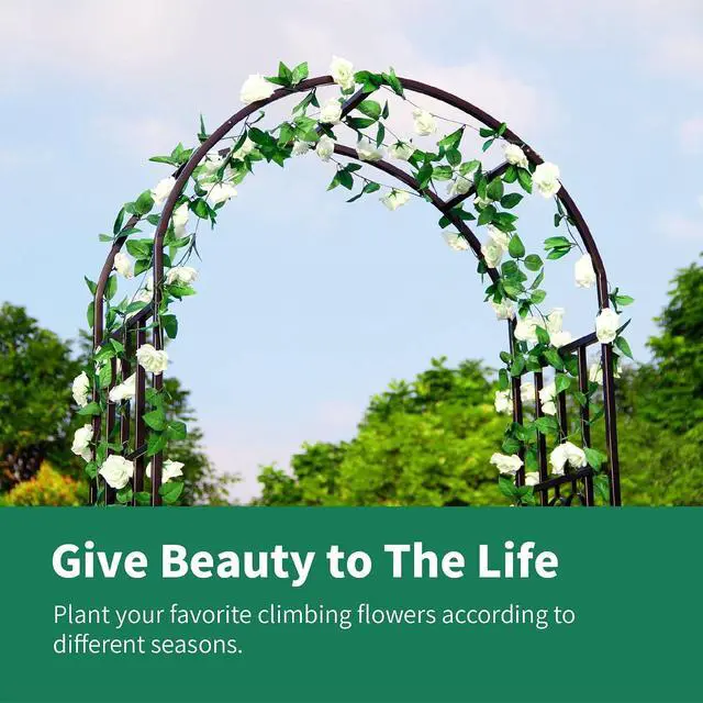 Alt view image 3 of 7 - Metal Pergola Arbor, 100" H x 45" W Garden Arch Archway for Wedding Ceremony Party Curved Iron Plants Trellis Stand Use for Outdoor Garden Climbing Plants
