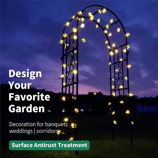 Alt view image 4 of 7 - Metal Pergola Arbor, 100" H x 45" W Garden Arch Archway for Wedding Ceremony Party Curved Iron Plants Trellis Stand Use for Outdoor Garden Climbing Plants