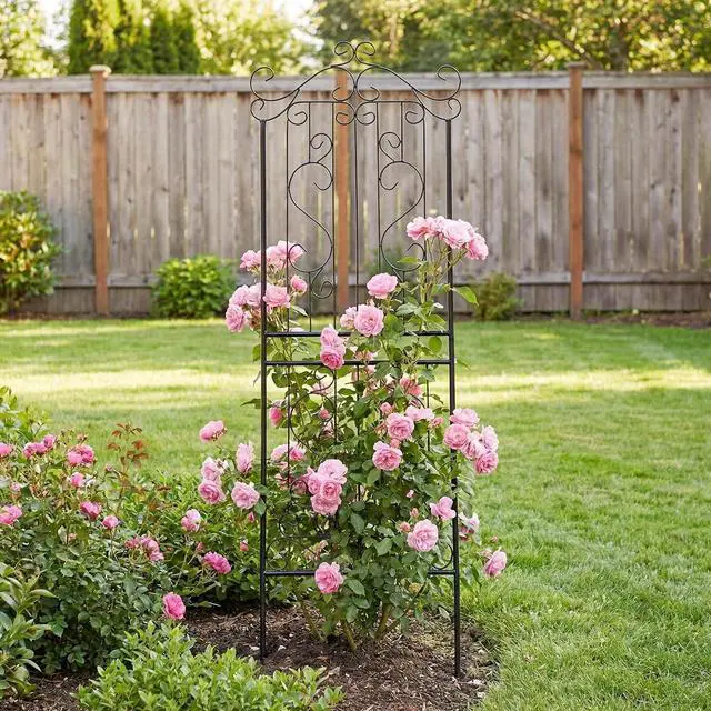 Main image of 1 Pack 59" H x 22" W Garden Trellis for Climbing Plants Outdoor Plant Climbing Rose Trellis Iron Trellis Ivy Cucumbers Decorative Metal Black