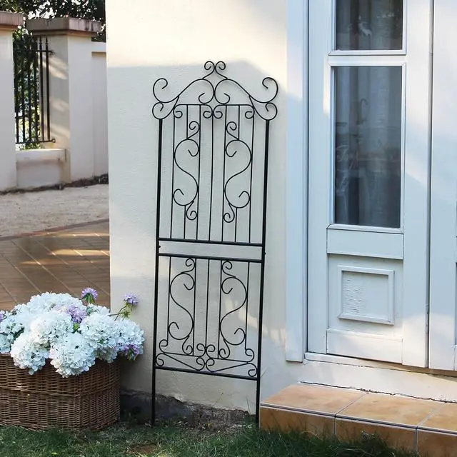 Alt view image 6 of 7 - 1 Pack 59" H x 22" W Garden Trellis for Climbing Plants Outdoor Plant Climbing Rose Trellis Iron Trellis Ivy Cucumbers Decorative Metal Black