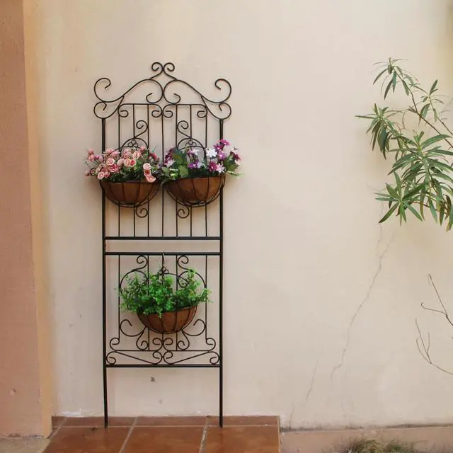 Alt view image 7 of 7 - 1 Pack 59" H x 22" W Garden Trellis for Climbing Plants Outdoor Plant Climbing Rose Trellis Iron Trellis Ivy Cucumbers Decorative Metal Black