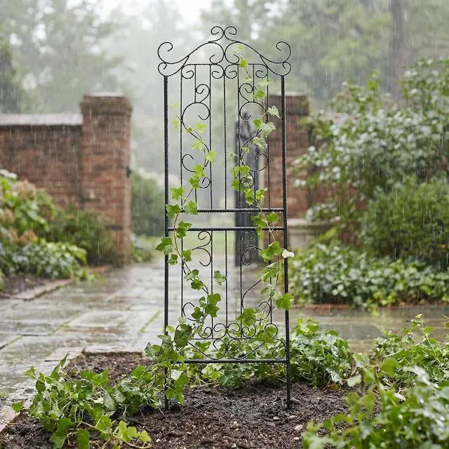 Alt view image 3 of 7 - 1 Pack Trellis for Climbing Plants 82.7" H x 26.7" W Tall Garden Trellis Wrought Iron Heavy Scroll Metal Decoration Lawn Patio for Rose Clematis Ivy Weather Resistant