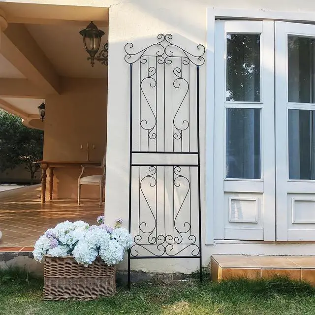 Alt view image 7 of 7 - 1 Pack Trellis for Climbing Plants 82.7" H x 26.7" W Tall Garden Trellis Wrought Iron Heavy Scroll Metal Decoration Lawn Patio for Rose Clematis Ivy Weather Resistant