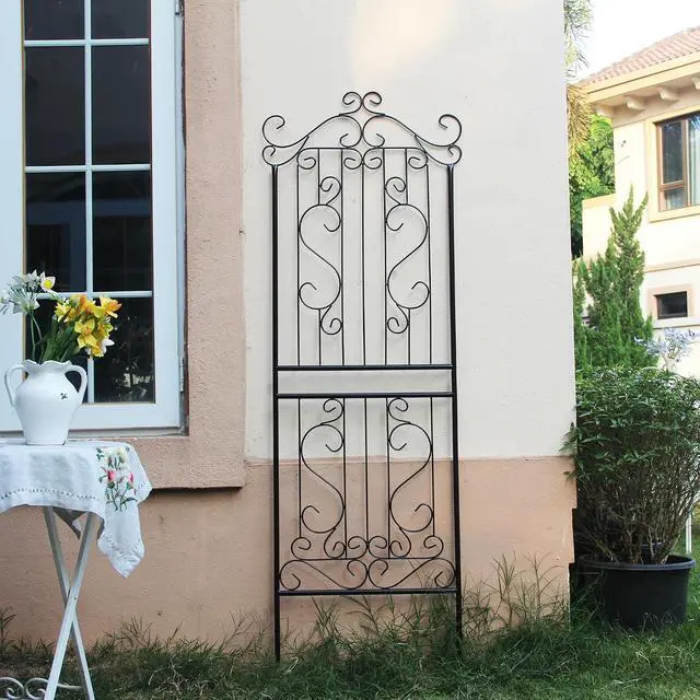 Alt view image 2 of 7 - 1 Pack 70.8" H x 24.5" W Garden Trellis for Climbing Plants Outdoor Metal Rustproof Roses Trellis Potted Vines Vegetables Flowers Wire Lattices for Ivy Cucumbers Clematis Black