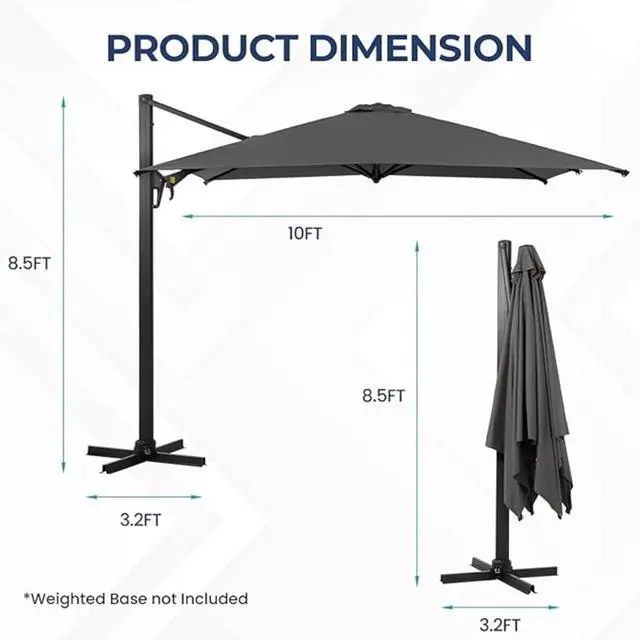 Alt view image 4 of 7 - Spacious 6.5x10 ft Rectangular Patio Umbrella with Smooth Crank & Tilt Adjustment for Backyard and Garden Shading, Generous Shade Outdoor Umbrella with Single Top Vent for Commercial Use