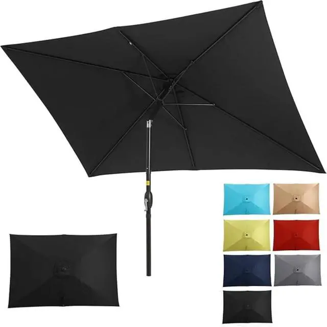Alt view image 5 of 7 - Spacious 6.5x10 ft Rectangular Patio Umbrella with Smooth Crank & Tilt Adjustment for Backyard and Garden Shading, Generous Shade Outdoor Umbrella with Single Top Vent for Commercial Use