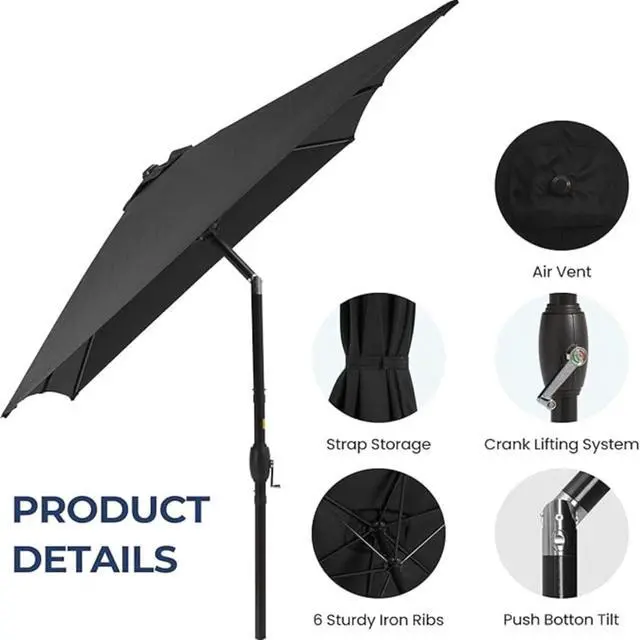 Alt view image 6 of 7 - Spacious 6.5x10 ft Rectangular Patio Umbrella with Smooth Crank & Tilt Adjustment for Backyard and Garden Shading, Generous Shade Outdoor Umbrella with Single Top Vent for Commercial Use