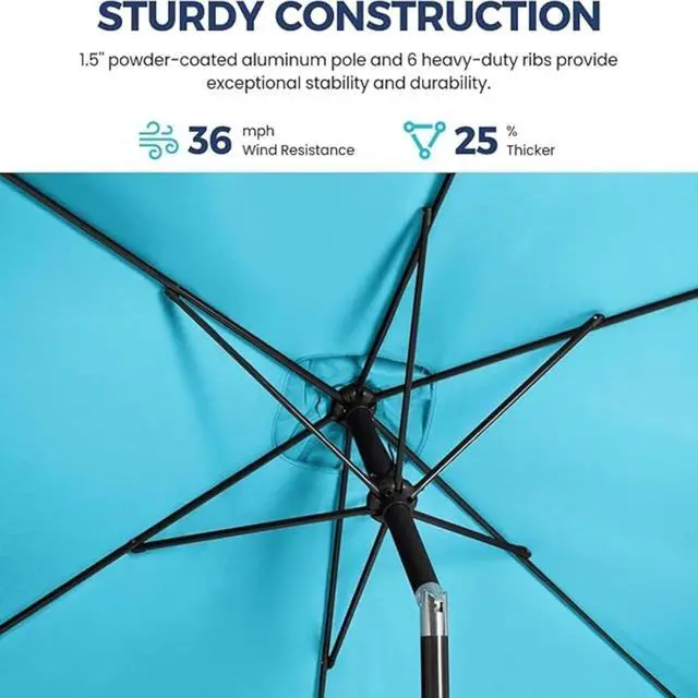 Alt view image 3 of 7 - Spacious 6.5x10 ft Rectangular Patio Umbrella with Smooth Crank & Tilt Adjustment for Backyard and Garden Shading, Generous Shade Outdoor Umbrella with Single Top Vent for Commercial Use
