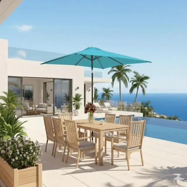 Alt view image 7 of 7 - Spacious 6.5x10 ft Rectangular Patio Umbrella with Smooth Crank & Tilt Adjustment for Backyard and Garden Shading, Generous Shade Outdoor Umbrella with Single Top Vent for Commercial Use