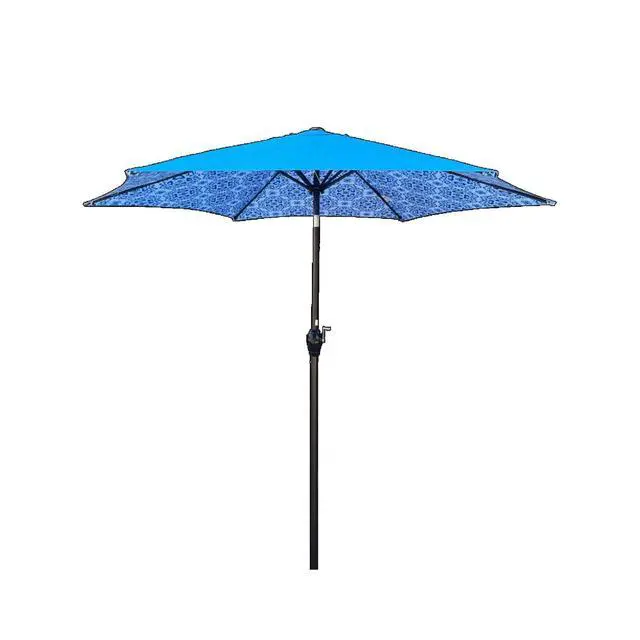 Alt view image 3 of 7 - Durable Outdoor Umbrella with Push Button Tilt and Crank Lift for Patio and Garden, Sturdy Market Parasol with 6 Steel Ribs and Wind Vent for Backyard, Poolside and Beach