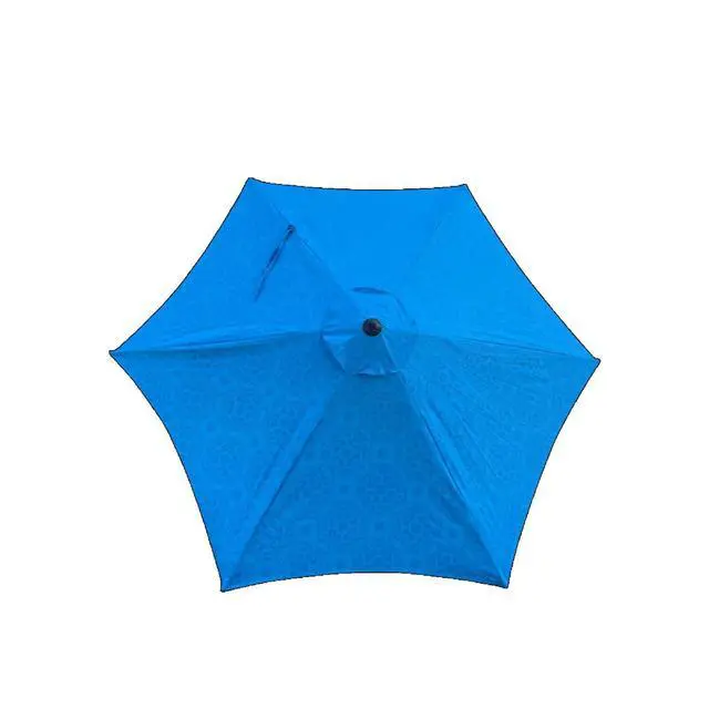 Alt view image 6 of 7 - Durable Outdoor Umbrella with Push Button Tilt and Crank Lift for Patio and Garden, Sturdy Market Parasol with 6 Steel Ribs and Wind Vent for Backyard, Poolside and Beach