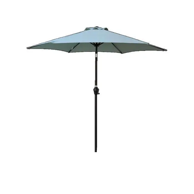 Alt view image 5 of 7 - Durable Outdoor Umbrella with Push Button Tilt and Crank Lift for Patio and Garden, Sturdy Market Parasol with 6 Steel Ribs and Wind Vent for Backyard, Poolside and Beach