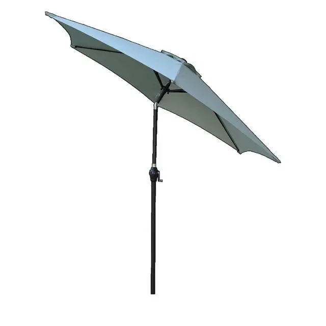 Alt view image 6 of 7 - Durable Outdoor Umbrella with Push Button Tilt and Crank Lift for Patio and Garden, Sturdy Market Parasol with 6 Steel Ribs and Wind Vent for Backyard, Poolside and Beach