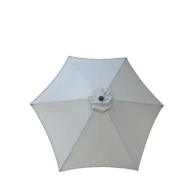 Alt view image 4 of 7 - Durable Outdoor Umbrella with Push Button Tilt and Crank Lift for Patio and Garden, Sturdy Market Parasol with 6 Steel Ribs and Wind Vent for Backyard, Poolside and Beach