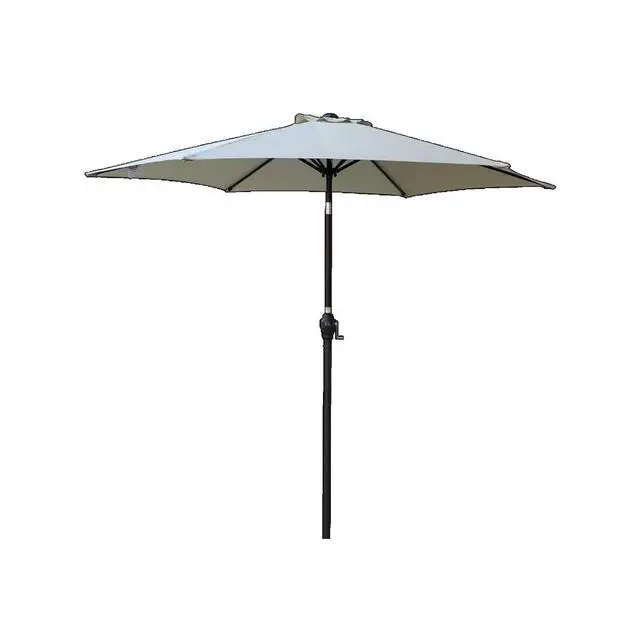 Alt view image 5 of 7 - Durable Outdoor Umbrella with Push Button Tilt and Crank Lift for Patio and Garden, Sturdy Market Parasol with 6 Steel Ribs and Wind Vent for Backyard, Poolside and Beach
