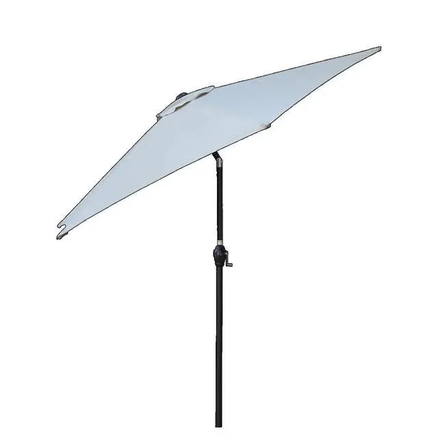 Alt view image 6 of 7 - Durable Outdoor Umbrella with Push Button Tilt and Crank Lift for Patio and Garden, Sturdy Market Parasol with 6 Steel Ribs and Wind Vent for Backyard, Poolside and Beach
