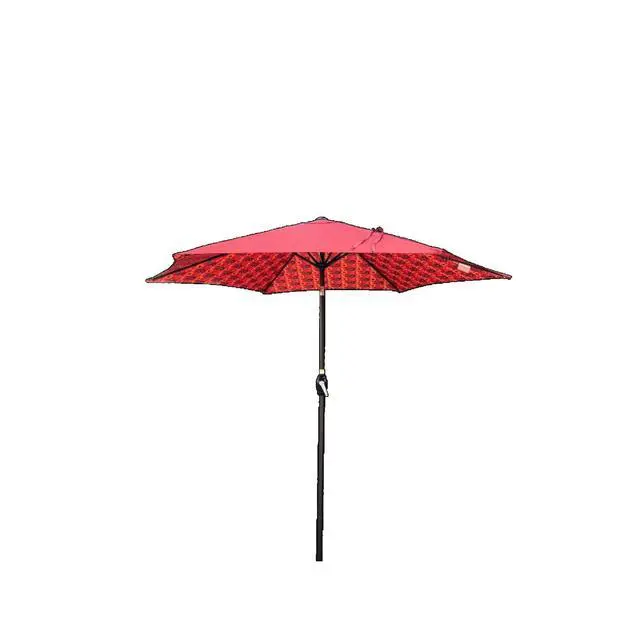 Alt view image 4 of 7 - Durable Outdoor Umbrella with Push Button Tilt and Crank Lift for Patio and Garden, Sturdy Market Parasol with 6 Steel Ribs and Wind Vent for Backyard, Poolside and Beach