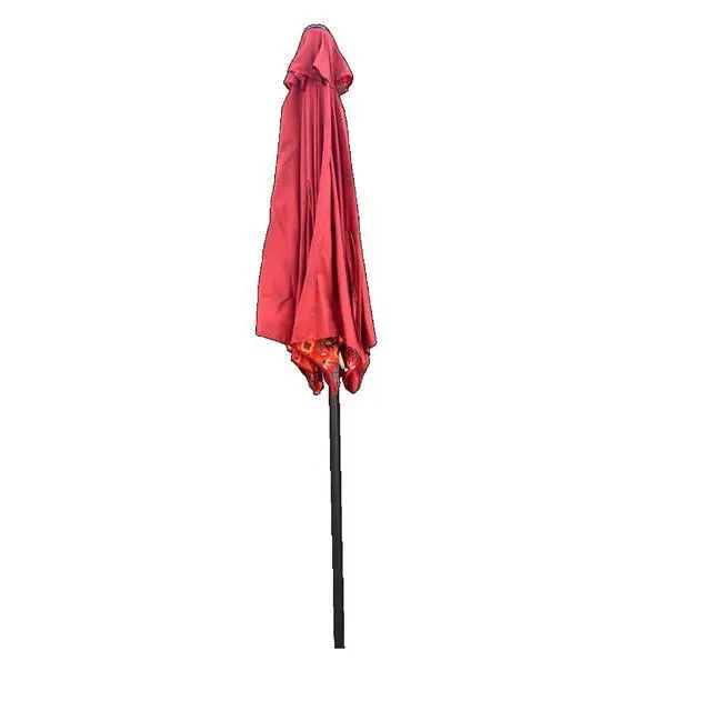 Alt view image 5 of 7 - Durable Outdoor Umbrella with Push Button Tilt and Crank Lift for Patio and Garden, Sturdy Market Parasol with 6 Steel Ribs and Wind Vent for Backyard, Poolside and Beach
