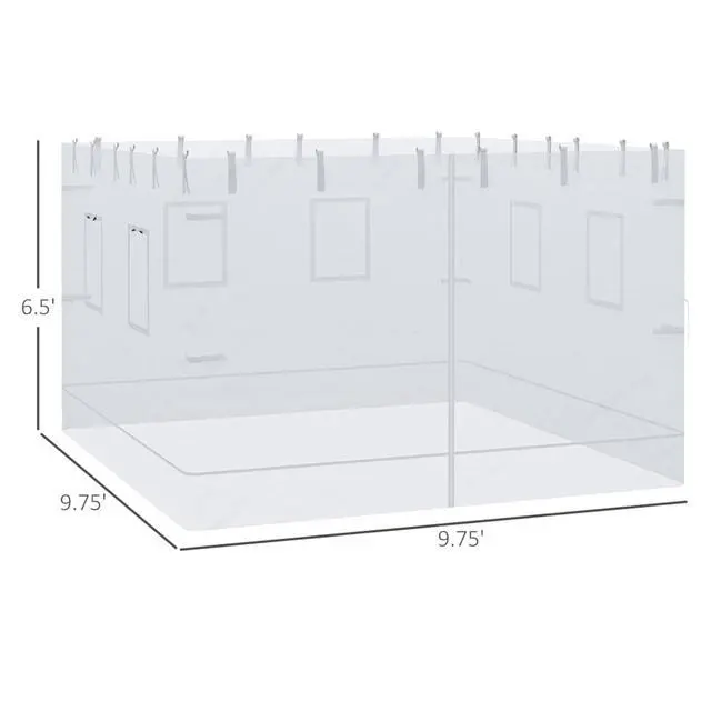 Alt view image 5 of 5 - Set of 4 Mesh Screen Sidewalls with Zippered Door for 10'x10' Pop Up Canopy, Universal Replacement Netting with 6 Service Windows for Patio Tent, Outdoor Privacy Panels with Roll-Up Ties for Gazebo