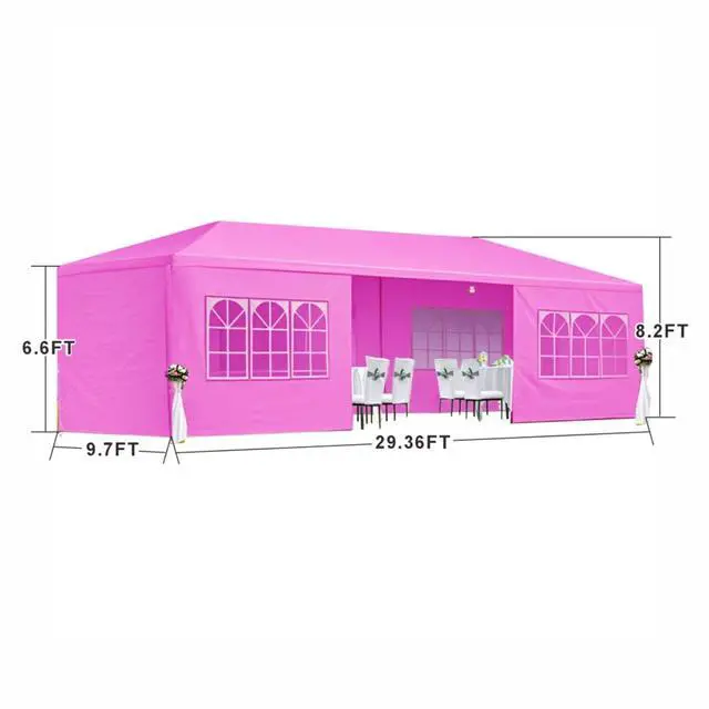 Alt view image 3 of 3 - Premium Wedding Party Canopy Tent with Removable Sidewalls for Outdoor Events & Celebrations, Heavy Duty Gazebo with Roll-Up Walls for Backyard Gatherings & Trade Shows (10x30'-8 / Pink)