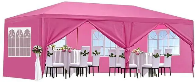 Main image of Premium Wedding Party Canopy Tent with Removable Sidewalls for Outdoor Events & Celebrations, Heavy Duty Gazebo with Roll-Up Walls for Backyard Gatherings & Trade Shows (10x20'-6 / Pink)